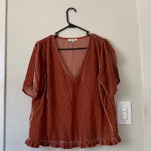 Madewell velvet blush pink top